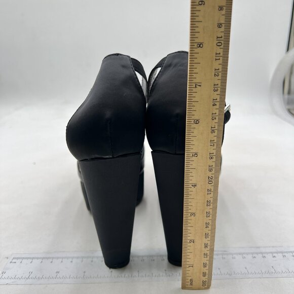 YDN Women Platform Sandals Ankle Strap D’Orsay Cone High Heels Pointed Toe Black - Picture 5 of 8